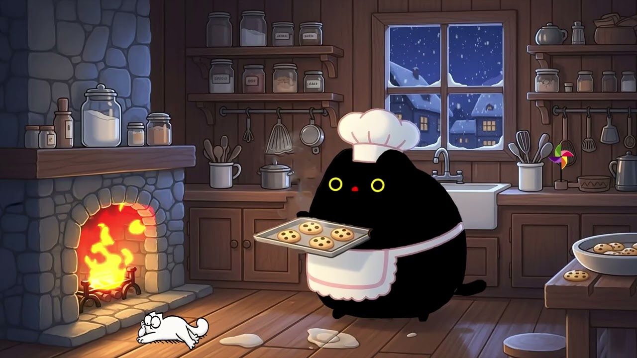 Chubby Black Cat’s Midnight Kitchen ☕ Cozy Lofi Beats for Late Night Chill