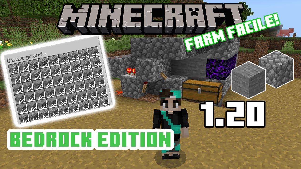*1.20* La Migliore FARM DI PIETRE e CIOTTOLI (Cobblestone) per Bedrock Edition || MINECRAFT ITA