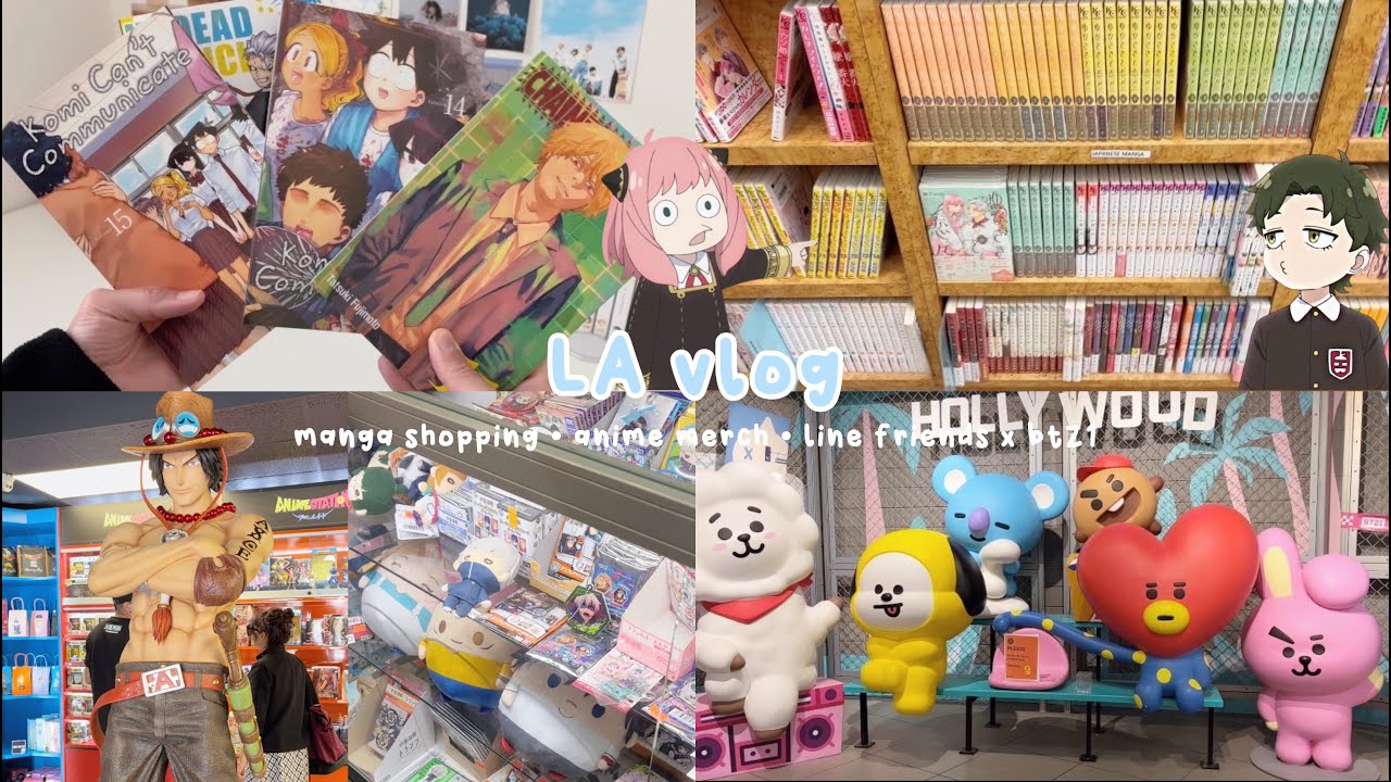 LA vlog | manga shopping + haul, lots of anime merch stores, bt21, japanese bakery