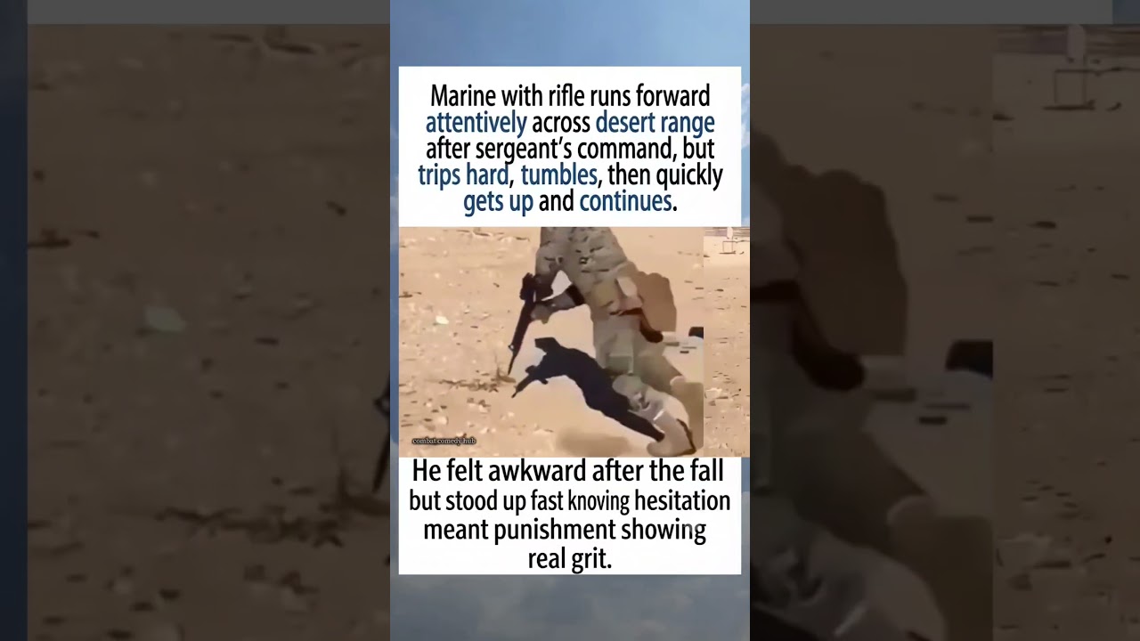 Marine with rifle runs forward attentively across desert range after sergeant's command #shorts