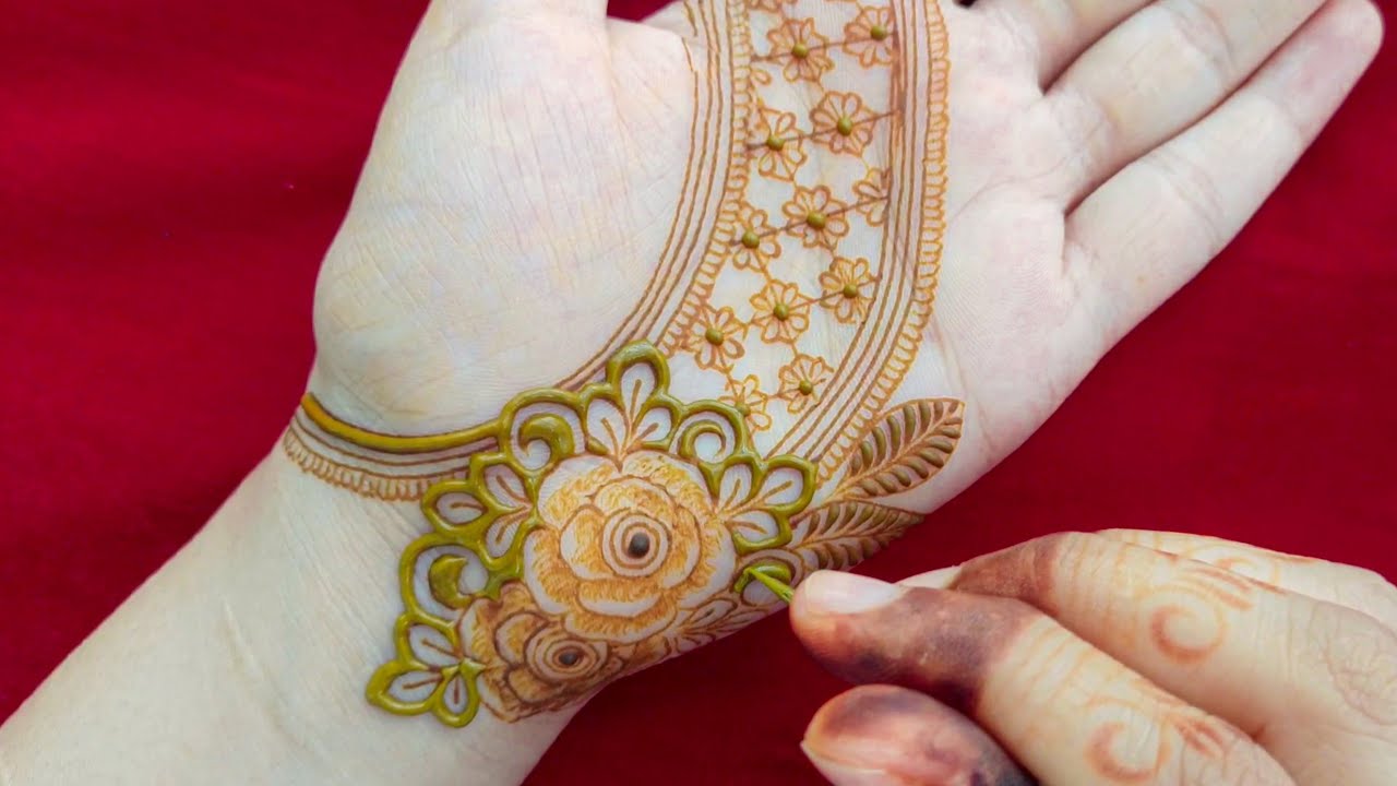 unique Rose & grid henna design || Meher's Henna