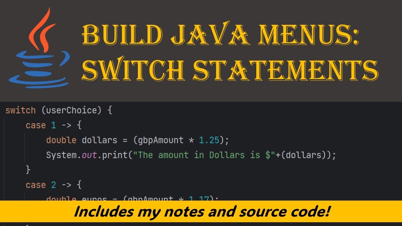 #13 | Build menus with switch and case statements | Java tutorial for beginners
