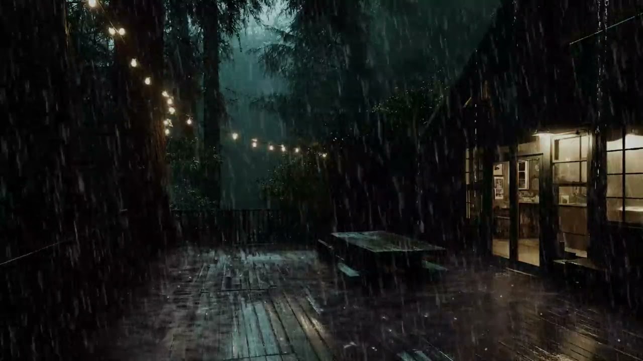 Cozy Rainy Night in a Cabin 🌲 Gentle Rain Sounds for Sleep, Study, and Relaxation