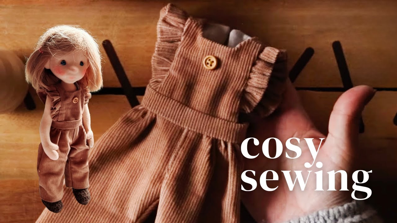 Making Ruffle Doll Overalls in Pinwale Corduroy,  Cosy Sewing Days in the Studio