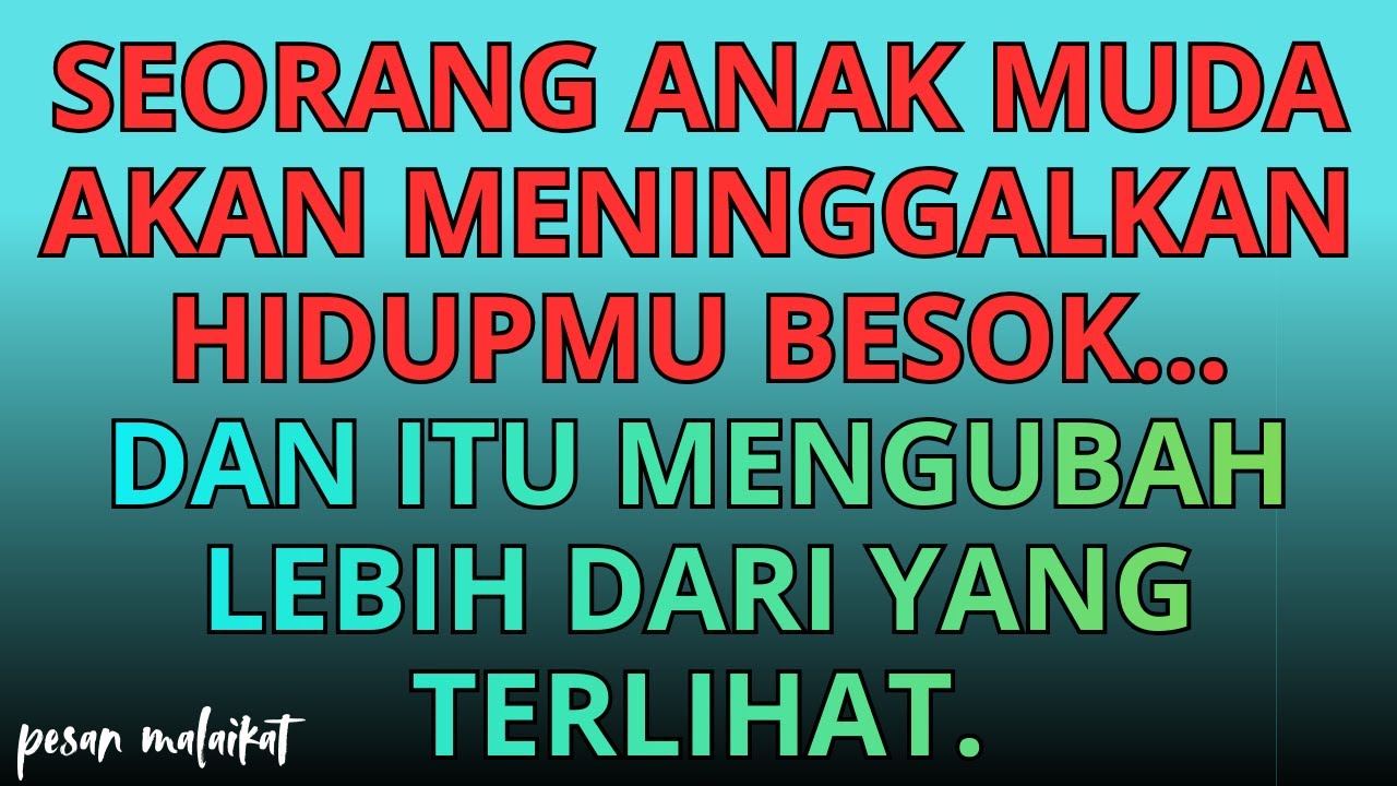 💌Seorang anak muda akan meninggalkan hidupmu besok… dan itu mengubah lebih dari yang terlihat.