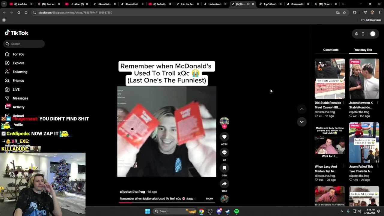 xQc Reacting to Funny Tiktoks From Chat
