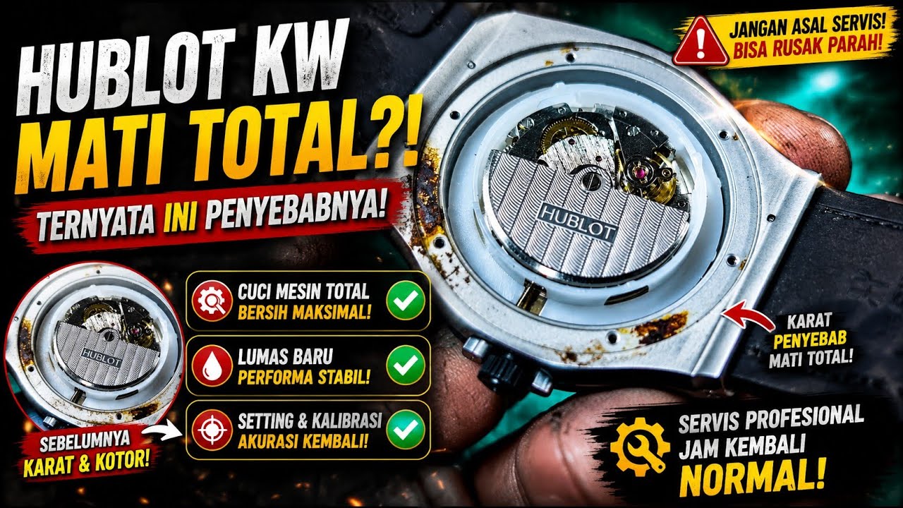 Perbaikan jam tangan automatik Hublot Kw mati total / servis jam tangan otomatis Hublot