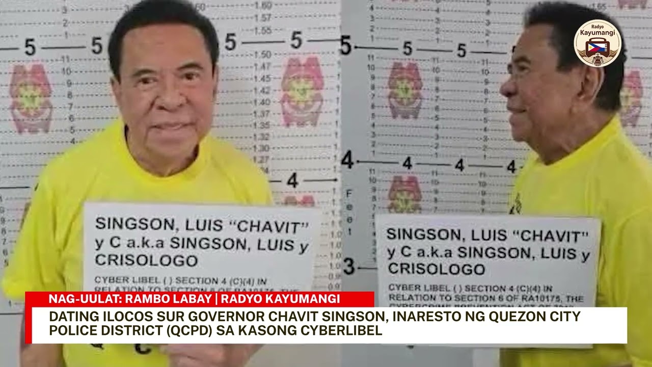 Dating Ilocos Sur Governor Chavit Singson, inaresto ng QCPD sa kasong cyberlibel
