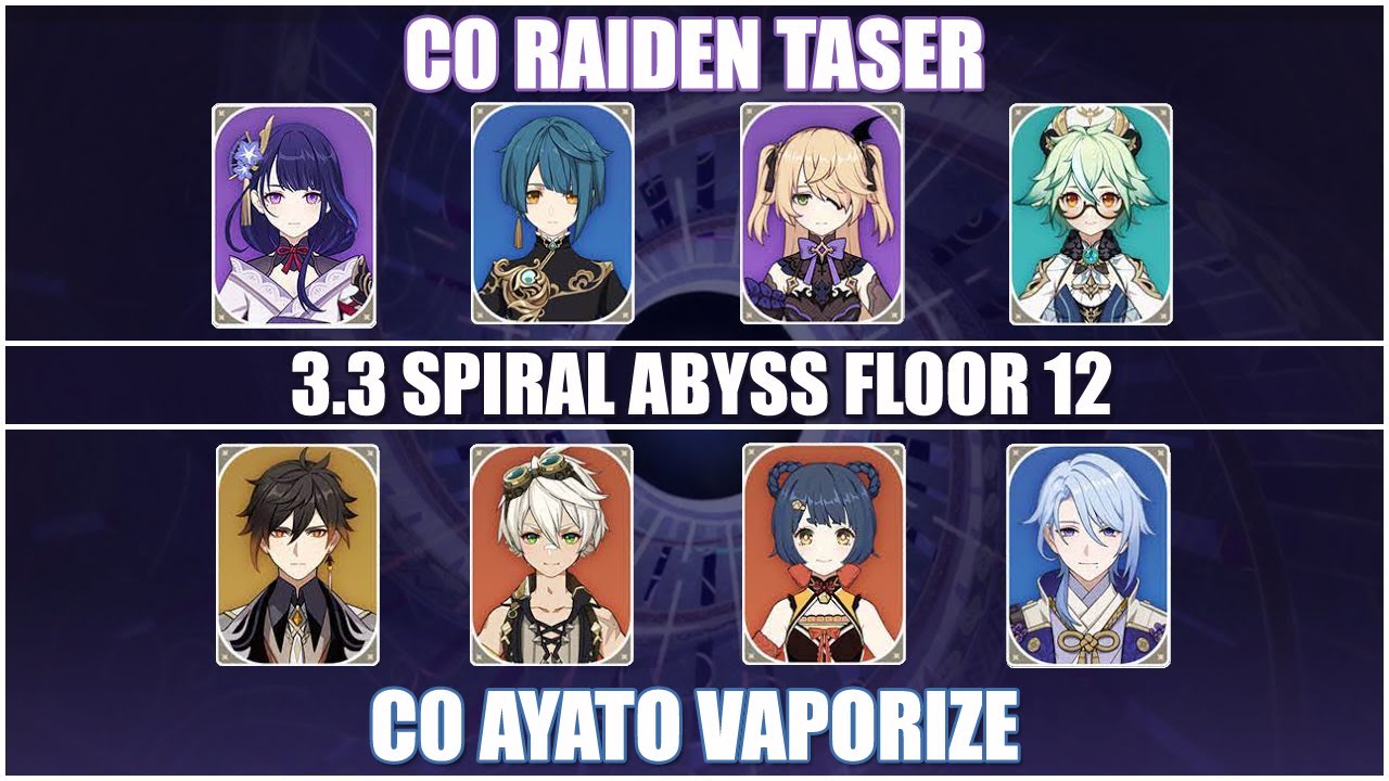NEW Spiral Abyss 3.3 | C0 Raiden Taser & C0 Ayato Vaporize | Floor 12 Full Star Clear
