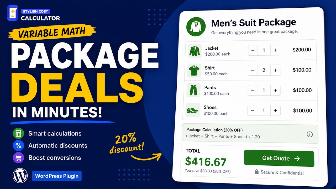 Variable Math - Package Deals  - Stylish Cost Calculator for WP