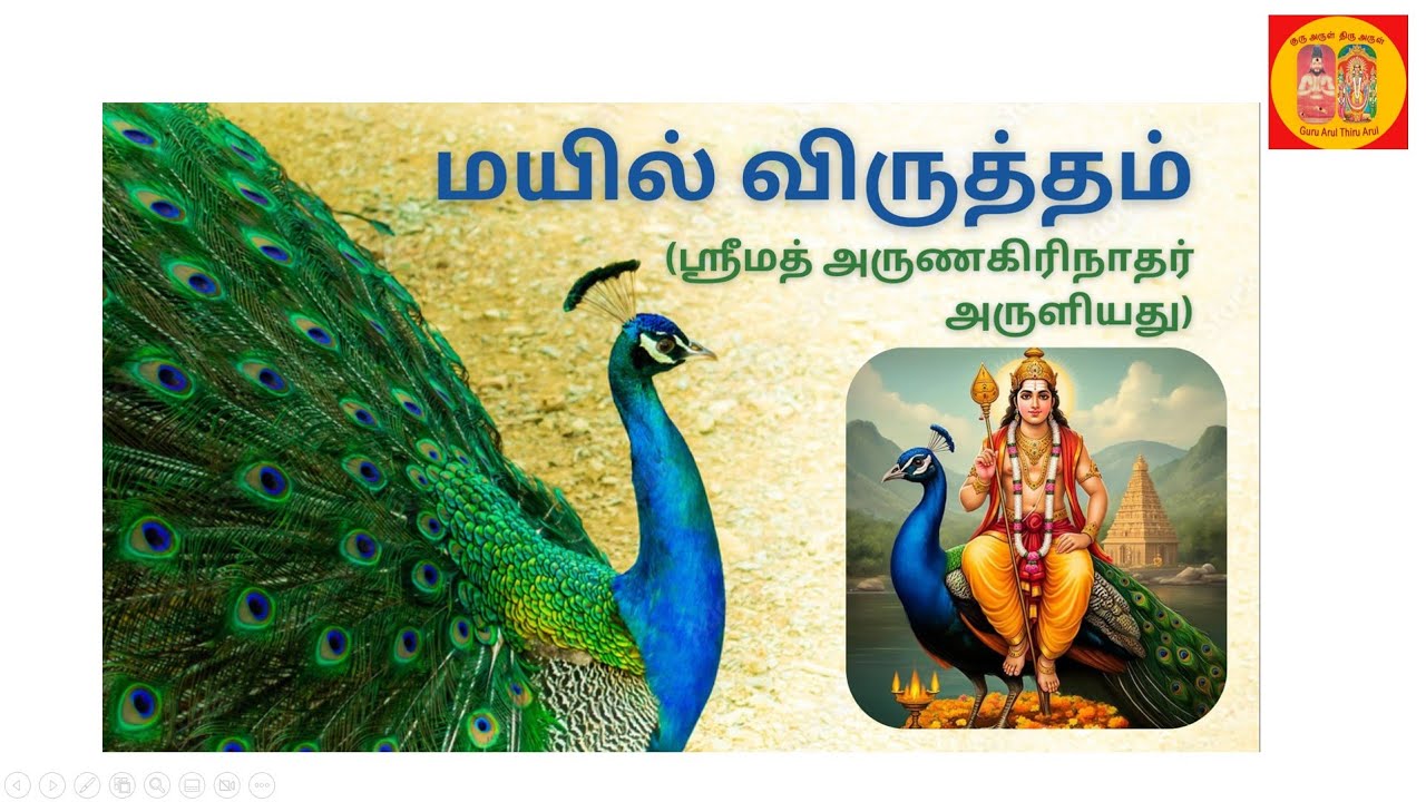 மயில் விருத்தம் - ஸ்ரீமத் அருணகிரிநாத சுவாமிகள் அருளியது | மாசி மகம் சிறப்புப் பதிவு | 12/03/2025