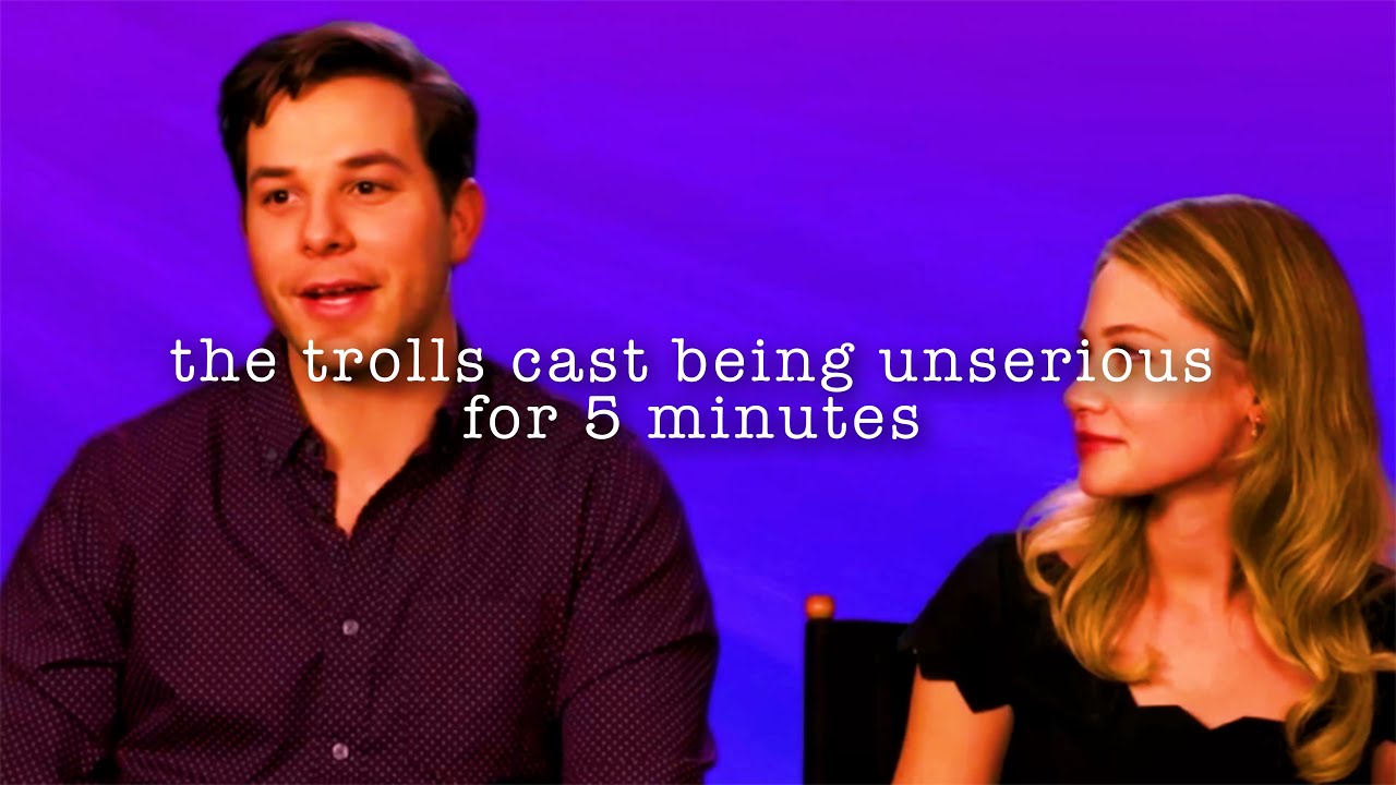 the trolls cast being unserious for 5 minutes