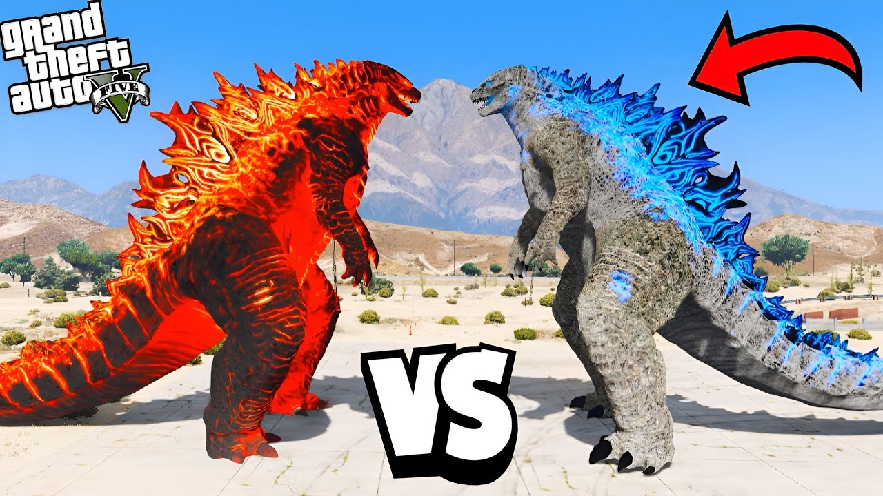 Fire Godzilla Vs Ice Godzilla Epic Battle In GTA 5!