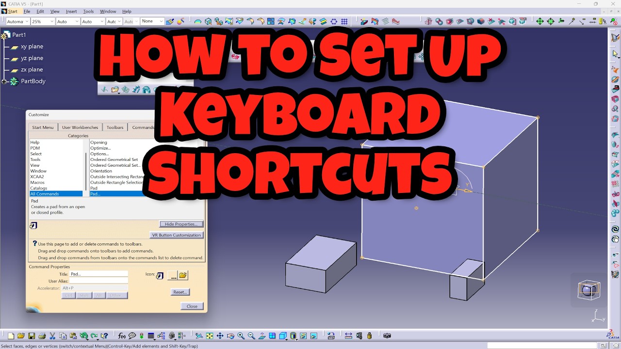 CATIA V5 Custom Hotkeys Tutorial  - How to Set Up Keyboard Shortcuts #catiav5 #3ddesign