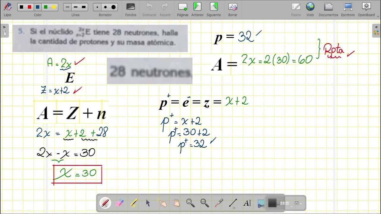 Calcular Número Atómico, Número de Masa, Protones, Neutrones y Electrones - El Átomo - Química