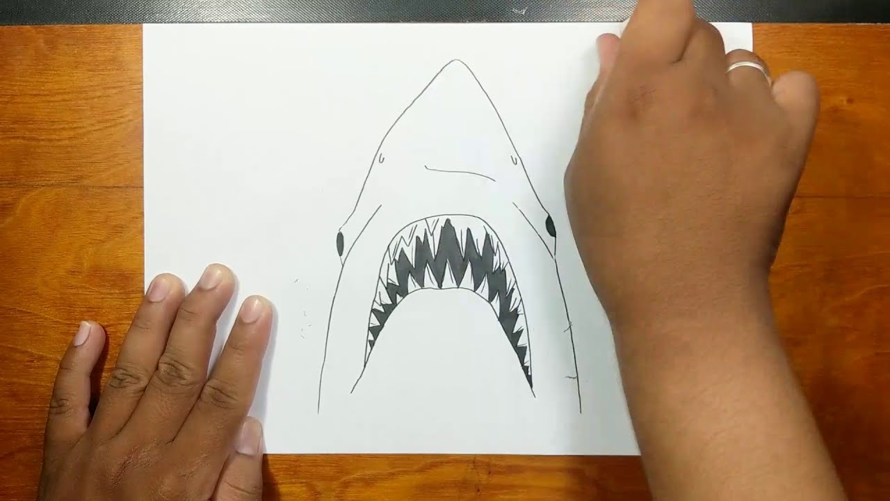 How to draw JAWS SHARK step by step