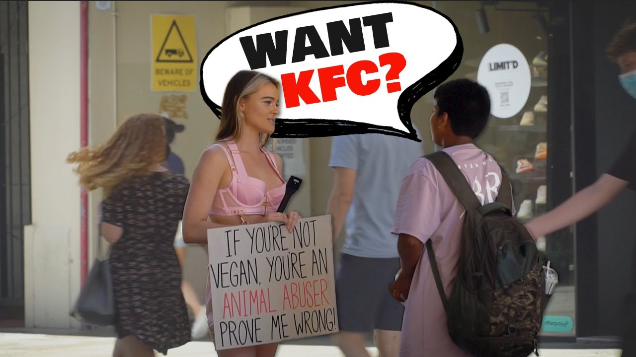 Teens Eat KFC in Front of a Vegan