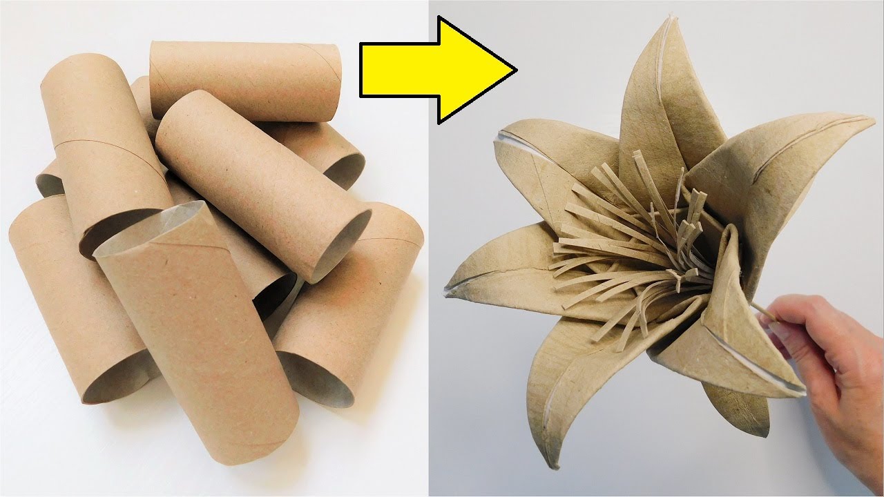 Super Easy Toilet Paper Roll Origami / Paper Lilly Flowers DIY / Origami Flower Tutorial