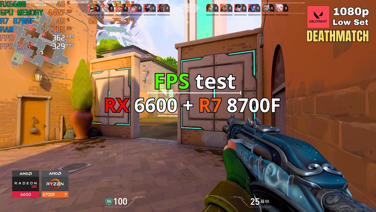Valorant Deathmatch | RX 6600 + Ryzen 7 8700F (1080p Low)