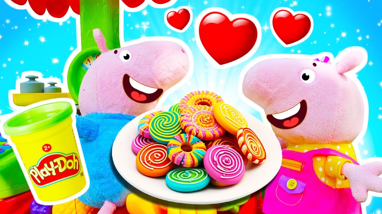 Spielzeug Video f&uuml;r Kinder mit Peppa Wutz | Pl&uuml;pa Pl&uuml;sch Paradies. Leckere Kekse aus Play Doh.