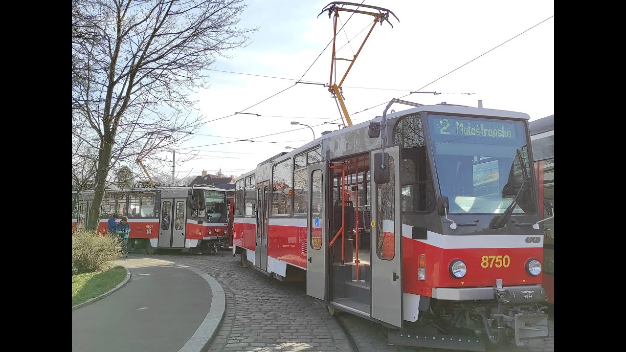 Jízda T6A5 8750 a 8601 na výlukové lince 2