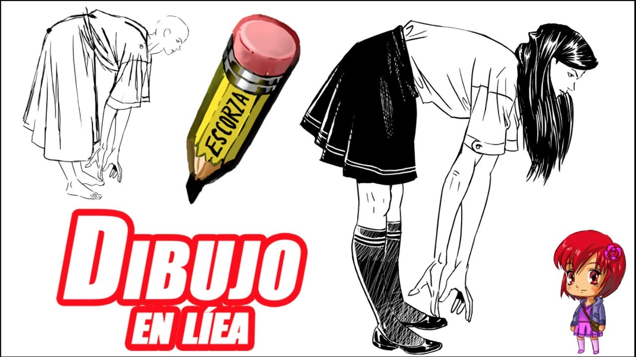 dibujo de la ropa en una chica inclinada