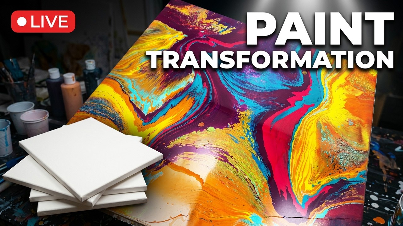 Incredible PAINT POURING done LIVE on THREE canvases!