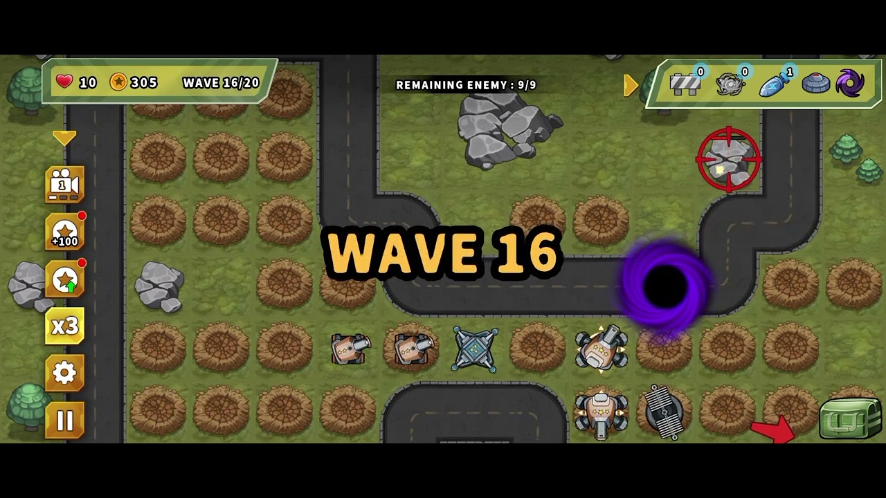 Turret Defense King | Stage 13 (3 stars), upgrades, no money spent