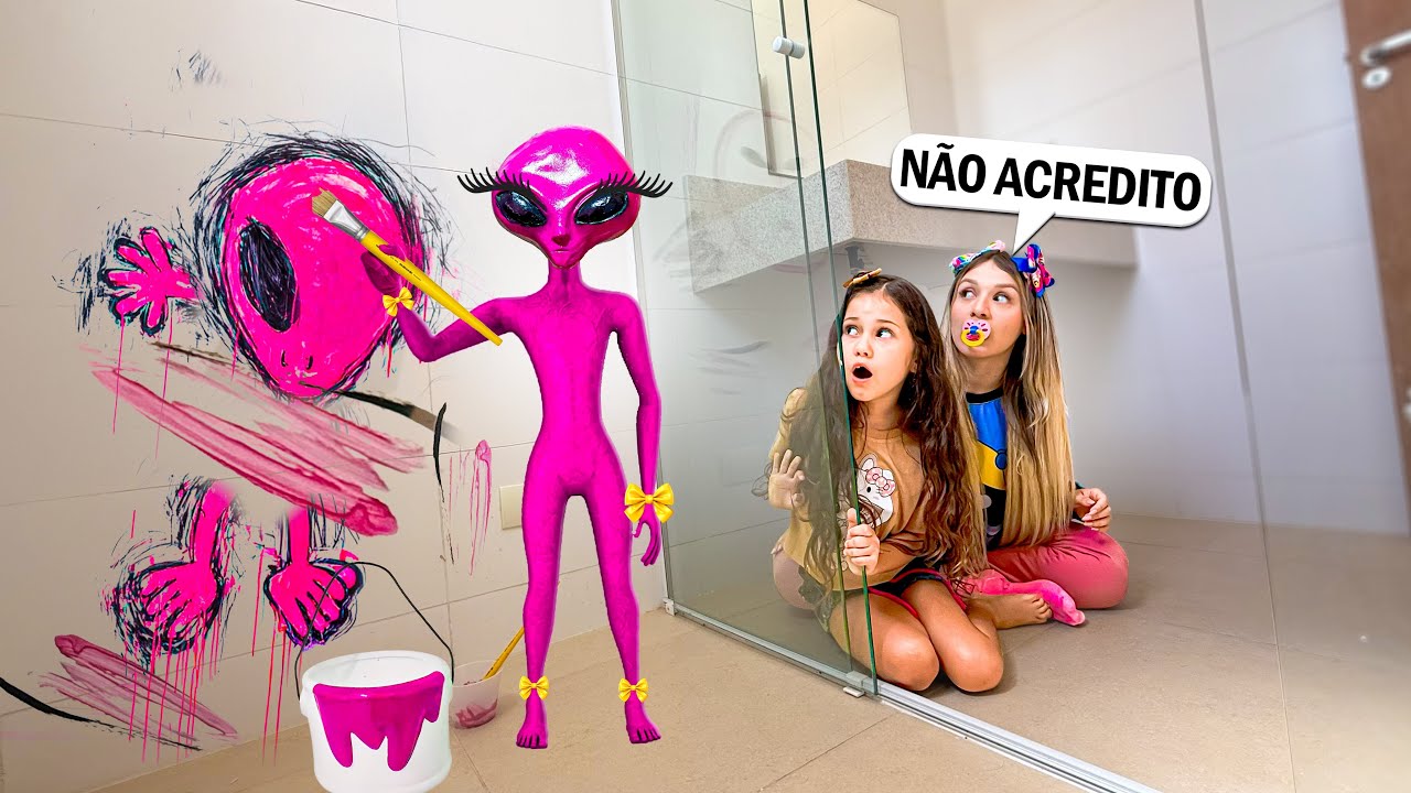 A ALIEN&Iacute;GENA COR DE ROSA FEZ ALGO TERR&Iacute;VEL NA PAREDE DO BANHEIRO!! 