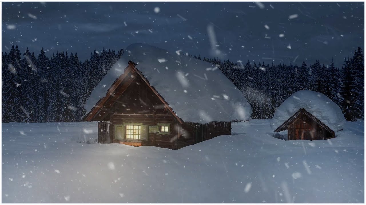 Icy Blizzard at a Snow Covered Cottage