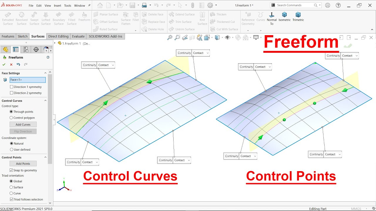 Freeform in SolidWorks