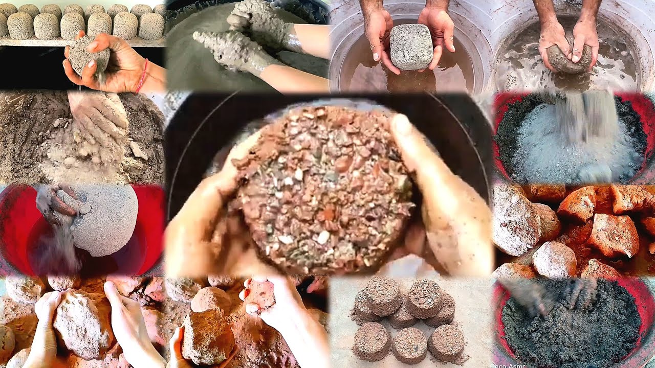 Different variety of textures water and dry crumbles Wholecrush dipping floor SATISFYING/ASMR