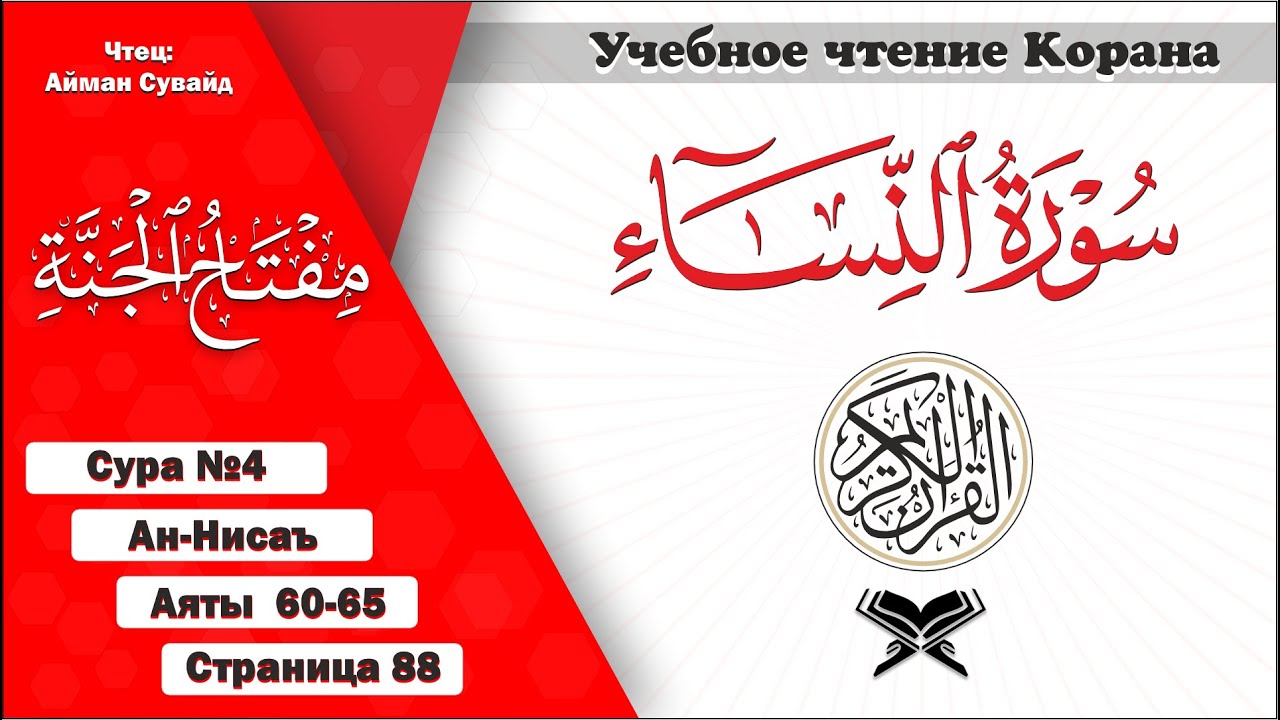 Сура 4 аяты 60-65. Стр. 88 | Ан-Нисаъ. Учебное чтение
