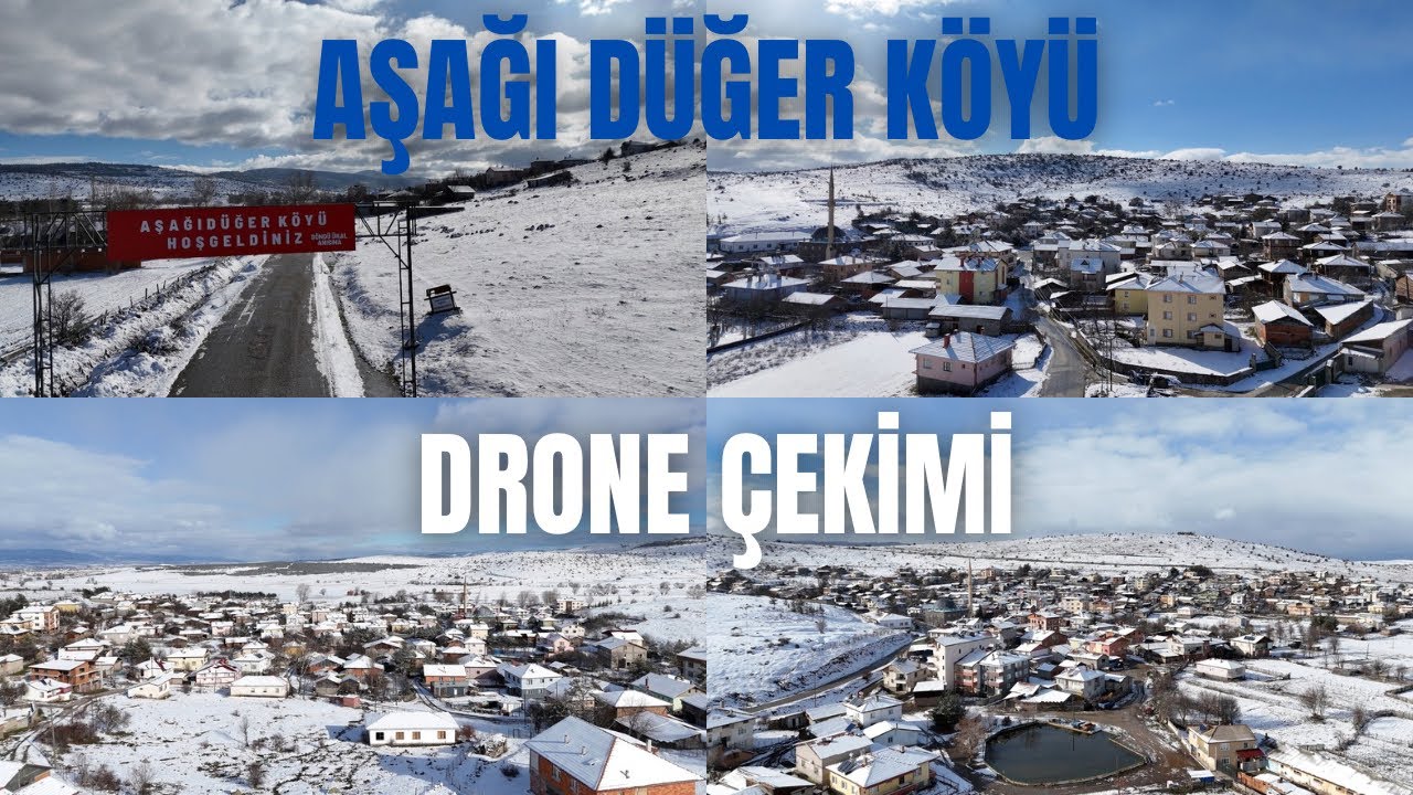 AŞAĞI DÜĞER KÖYÜ DRONE ÇEKİMİ - TÜRKÜ EŞLİĞİNDE KÖY GEZİSİ - KÖY HAYATI - KARLAR İÇİNDE BİR KÖY