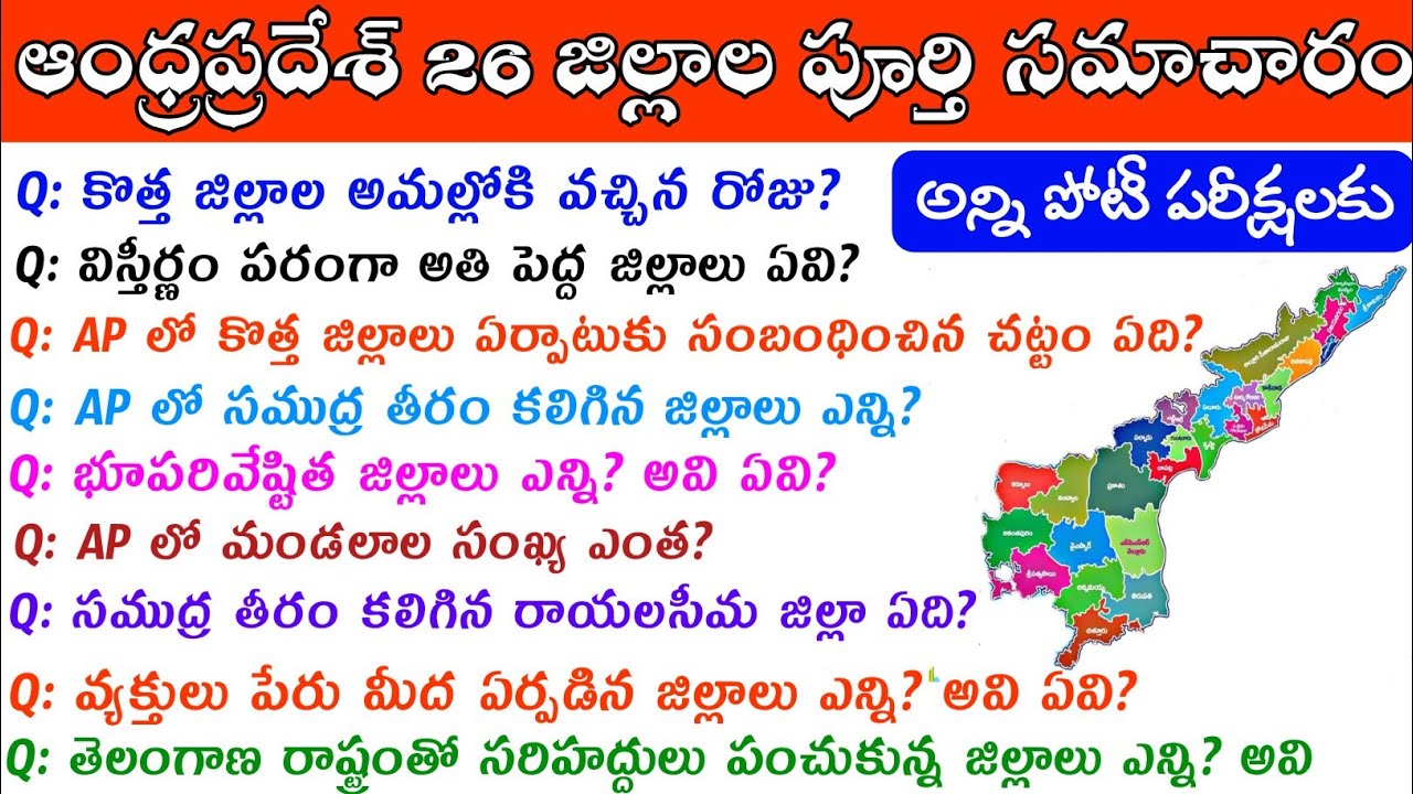 AP New Districts Information for Exams | AP Geography in Telugu | AP New Districts list 2022 #APPSC