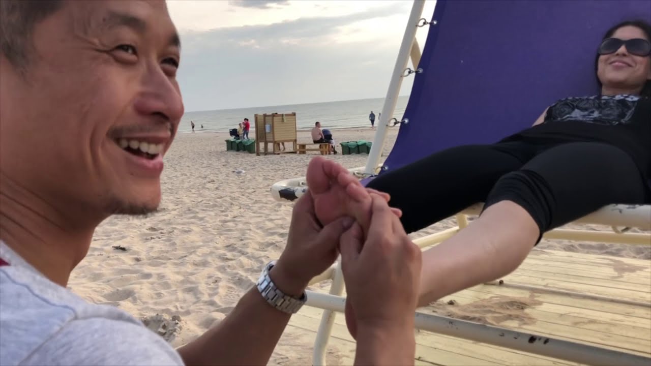 ASMR Outside Massage - FOOT MASSAGE WITH HAPPY ENDING