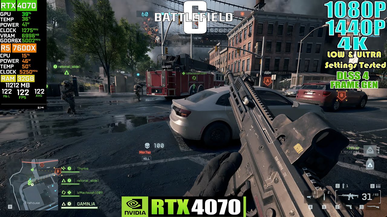 RTX 4070 On Battlefield 6 Performance Test | 1080P, 1440P & 4K LOW & ULTRA Settings | DLSS 4 - FG