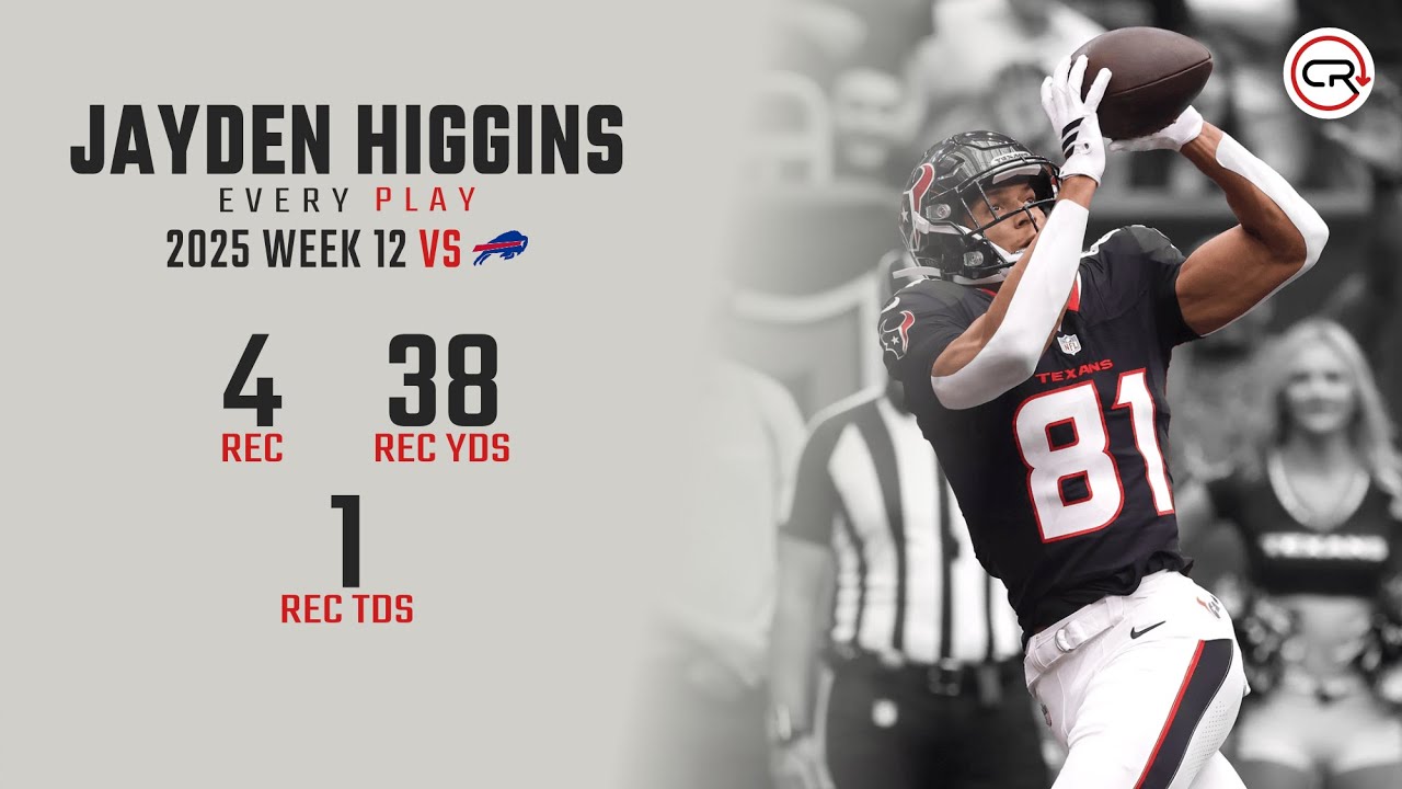 Jayden Higgins Week 12 Highlights | Every Target and Catch vs Bills