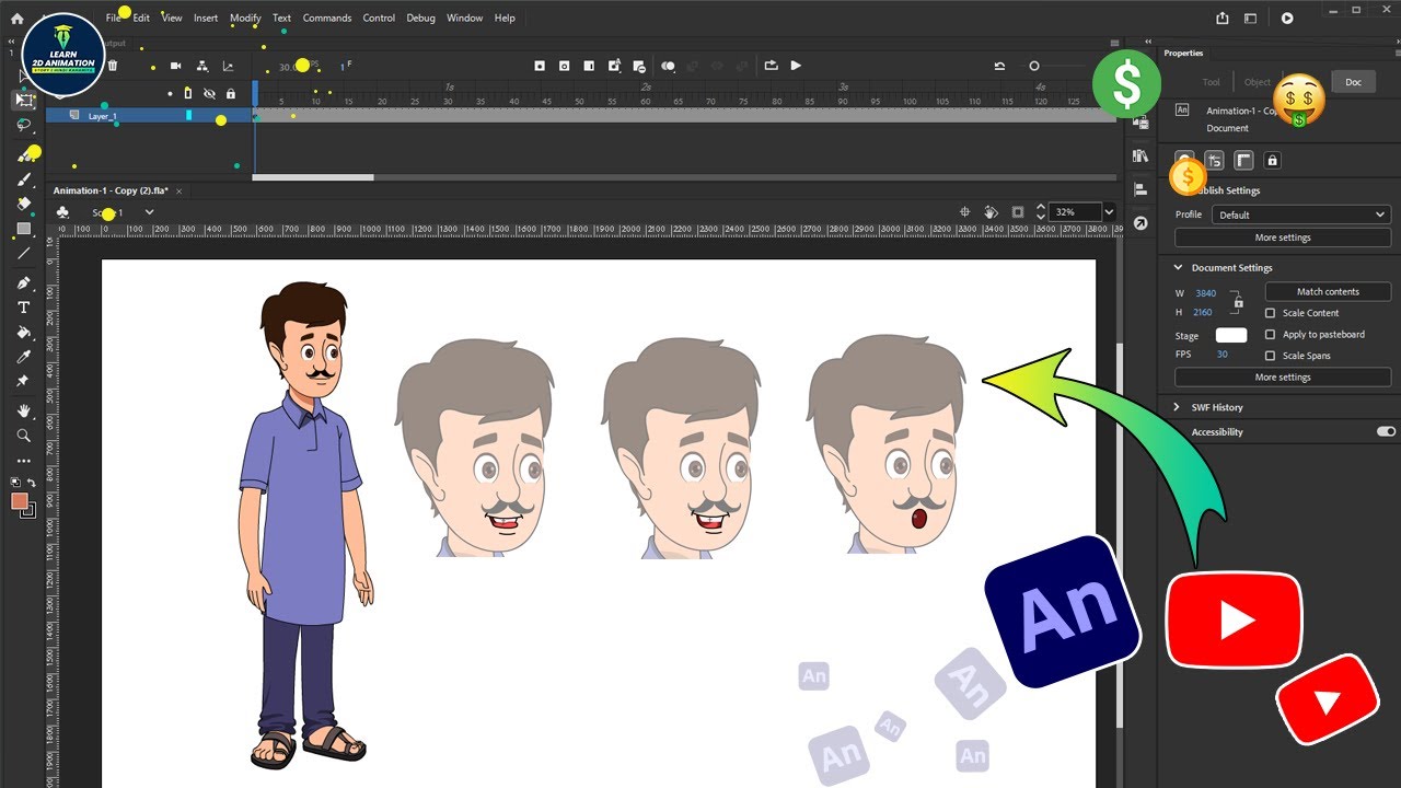 How to Creating Lip Syncing Animation | Adobe Animate Hindi (हिंदी) Tutorial 
