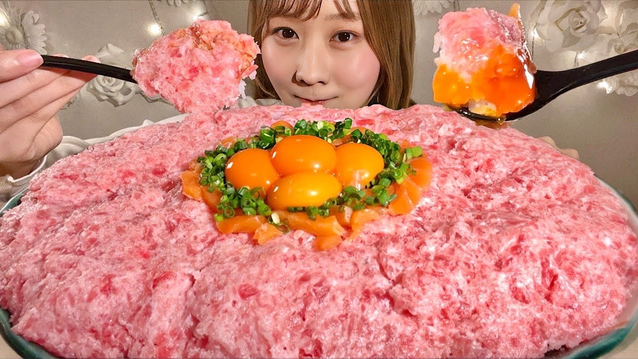 ASMR Донбури с негиторо【русские субтитры】【Mukbang/ Eating Sounds】