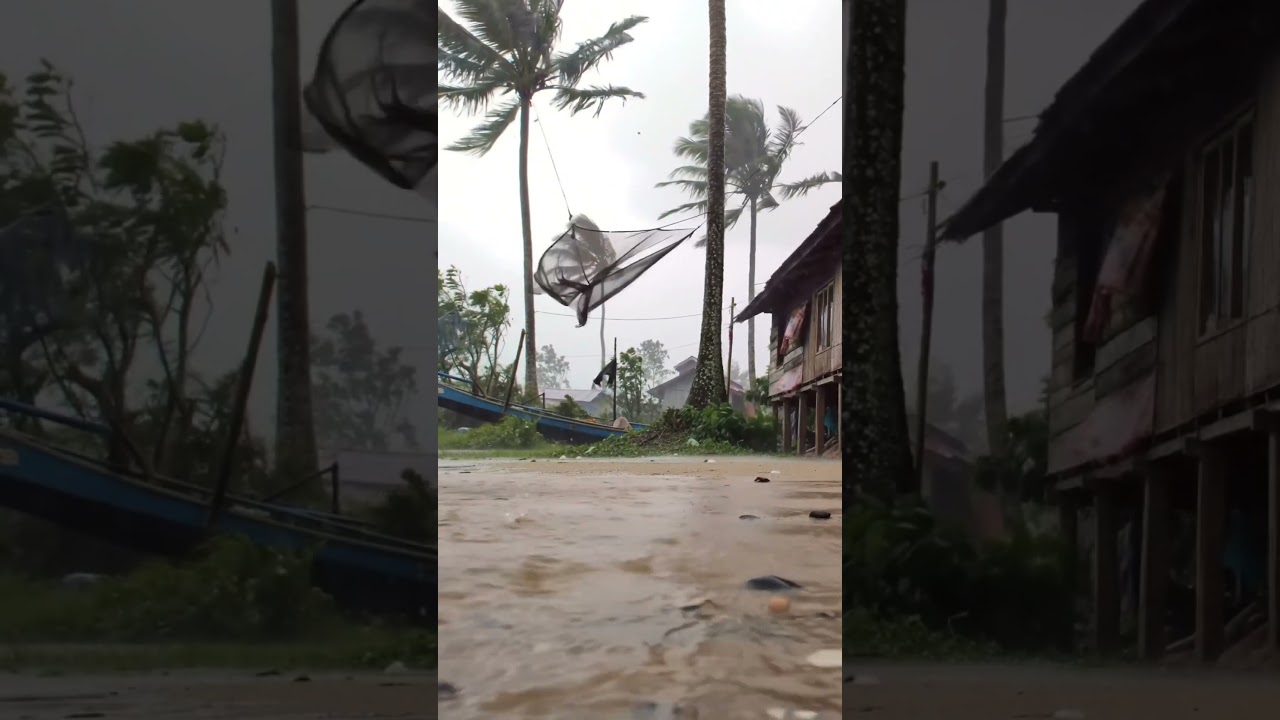 The ocean and the sky cry together #AcehRain #CoastalMood #SumatraStorm #TropicalRain #QuietVillage