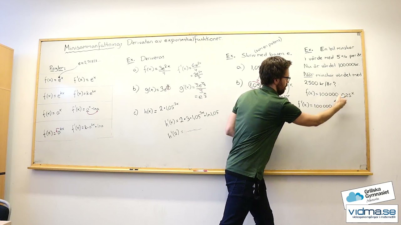 Matematik 3. Sammanfattning: DERIVATAN AV EXPONENTIALFUNKTIONER