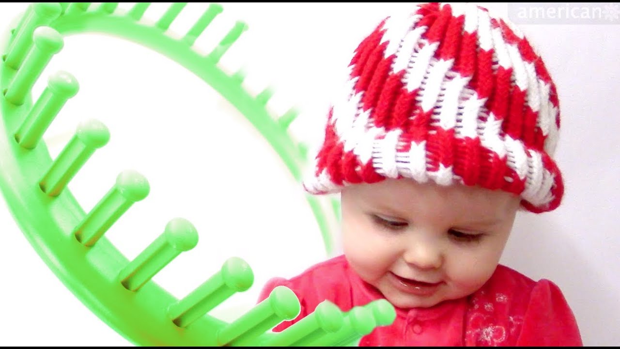 How to make a Peppermint Twist Beanie Hat on a Round Loom