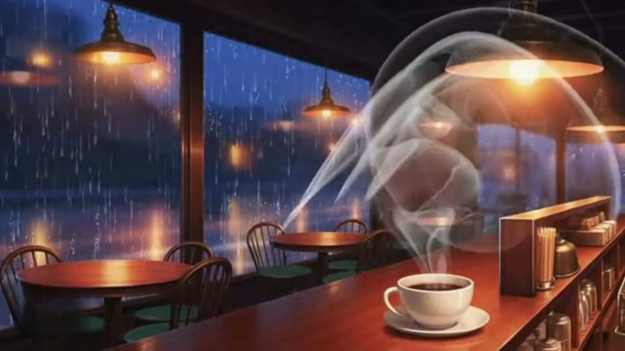 Cozy Café at Night ☕ Rainy Lofi Beats to Study / Relax / Focus