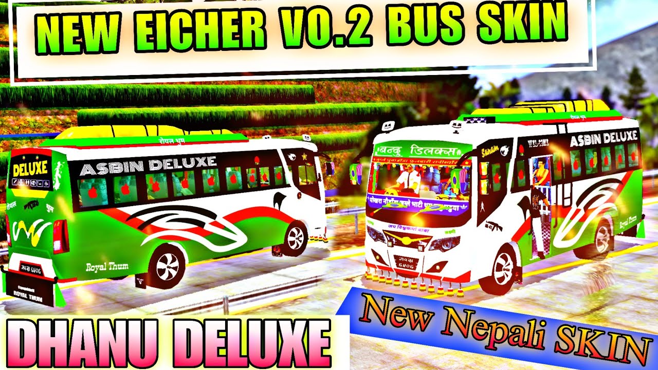 Dhanu Deluxe Nepali Eicher V0.2 Bus Mod in Bus Simulator indonesia 😍  How To Add Nepali Bus Mod