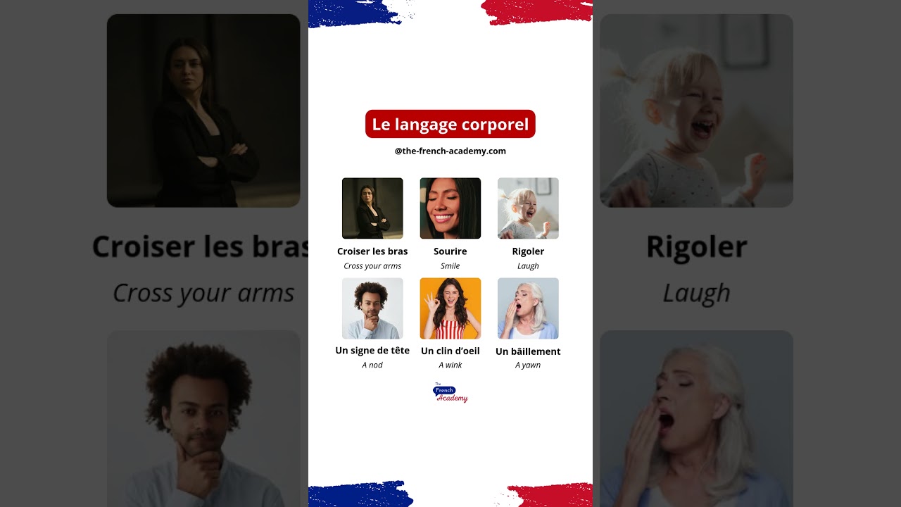 Body language vocabulary to know in French #learnfrencheasily #frenchbeginner #frenchbeginners