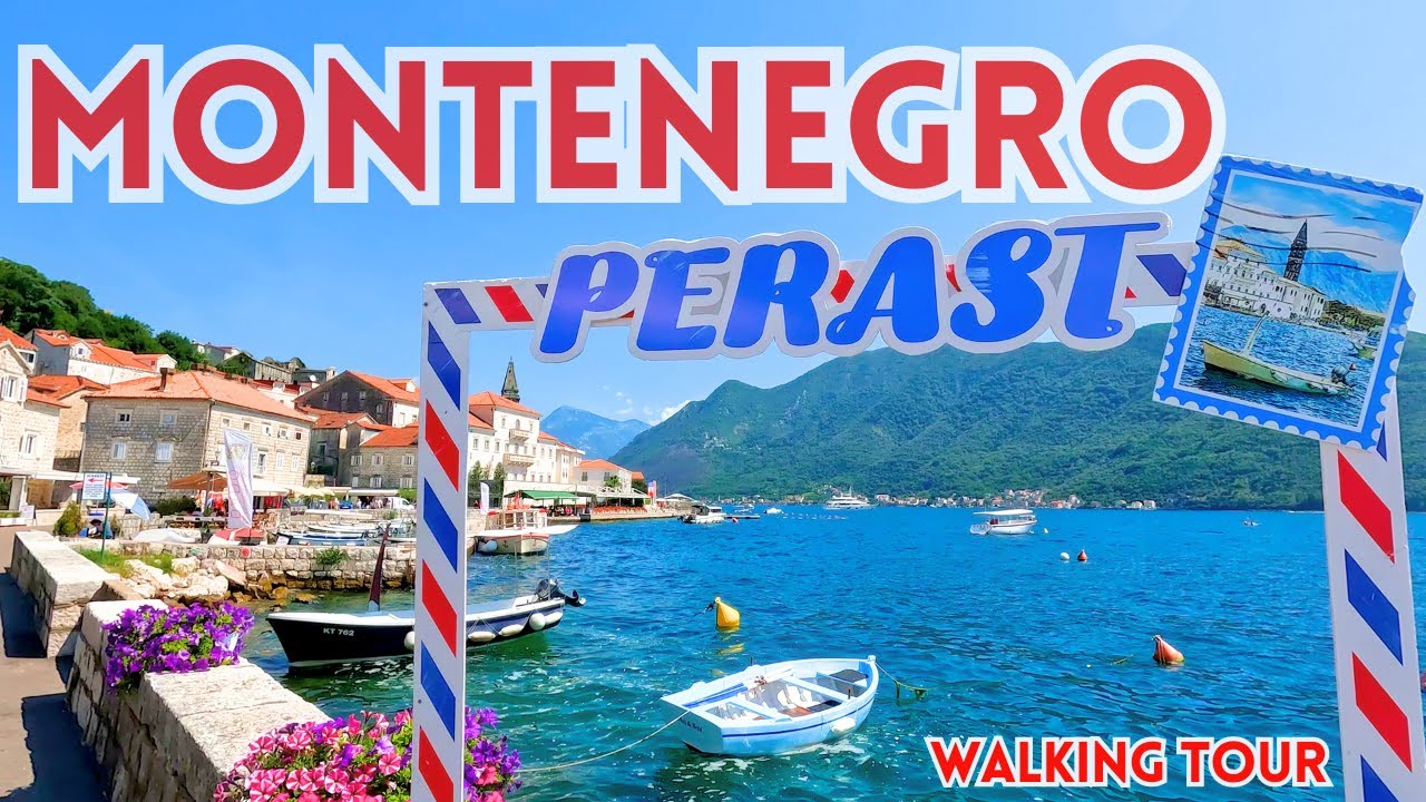 PERAST Bay of Kotor, Montenegro, Walking tour 4K. Zatoka Kotorska, Boka Kotorska, Czarnogóra