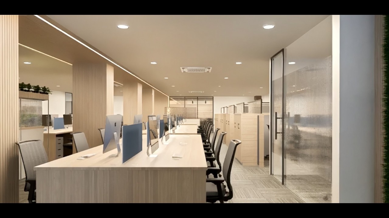 Modern Corporate Office Interior   3D Walkthrough Animation   Photorealistic Render