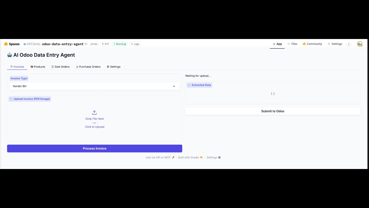 AI agent for Odoo data entry automation