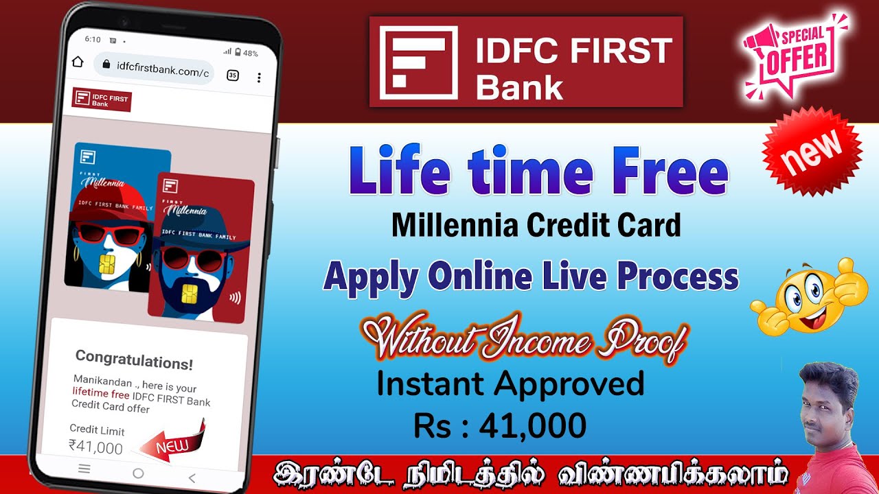 IDFC Bank First millennia Credit Card Apply without income proof  full details in Tamil 2025